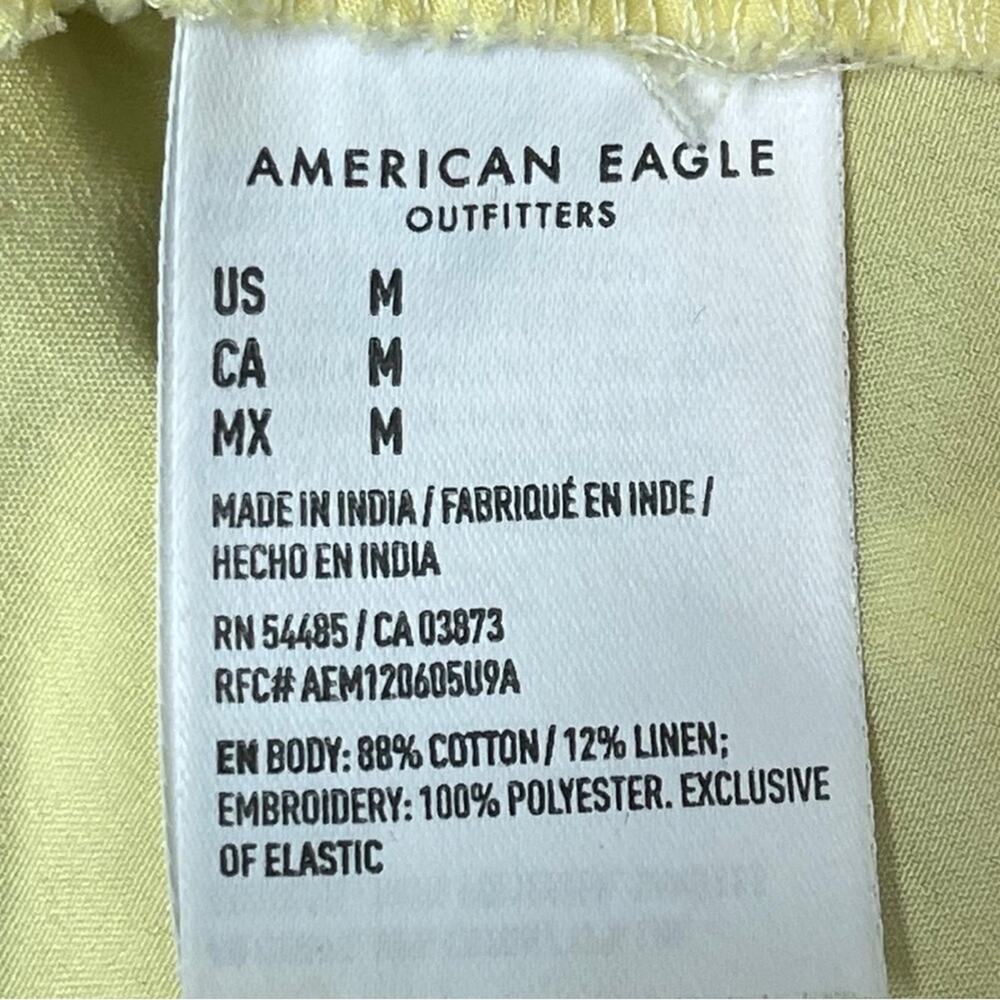 American Eagle minidress yellow blue eyelet summer floral feminine size M - Picture 4 of 4
